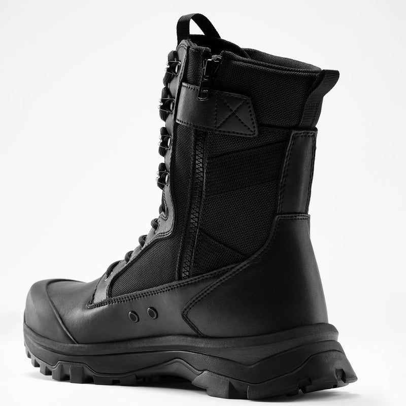 Coostar Tactical Boots for Men Lightweight Military Combat Work Boot Side Zipper Motorcycle Hiking Boots 8 Inches Black Size 12 - Durrett Recovery