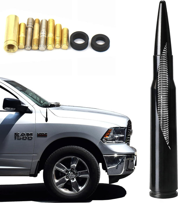 5.5 Inch 50 Cal Bullet Car Truck Antenna Mast Vehicle Short Radio Antenna Replacement for Ford F Series Super Duty Ranger Explorer Dodge RAM 1500 2500 3500 Classic Pickup Trucks
