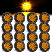Konrali 16-pack round LED marker lights with amber 13 LEDs, reflectors, sealed flush mount, 2.5-inch size, for trucks and RVs