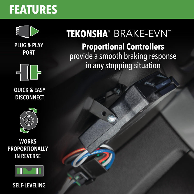TEKONSHA 8508220 Brake-EVN Proportional Brake Controller for Trailers with 1-4 Axles, Compatible with Ford, GM, Chevy, Dodge, RAM, Toyota. Wiring Harness is NOT Included.