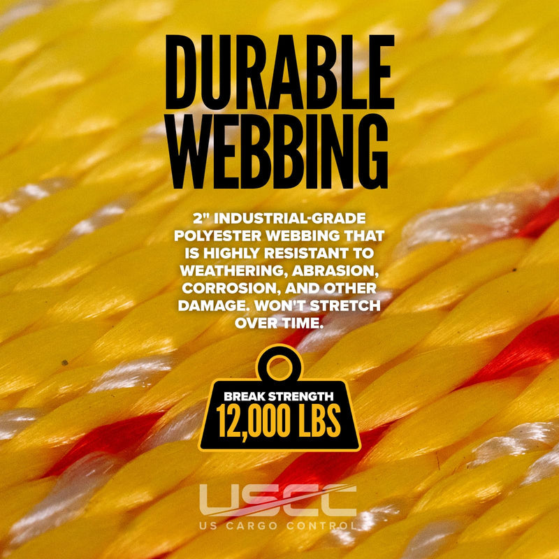 US Cargo Control Side Mount Wheel Nets with Ratchets and Flat Hooks (4-Pack), Lasso Tie Down Straps for Tire Sizes 14 Inches and More, 12,000 LBS Break Strength, Lasso Straps for Car Hauler