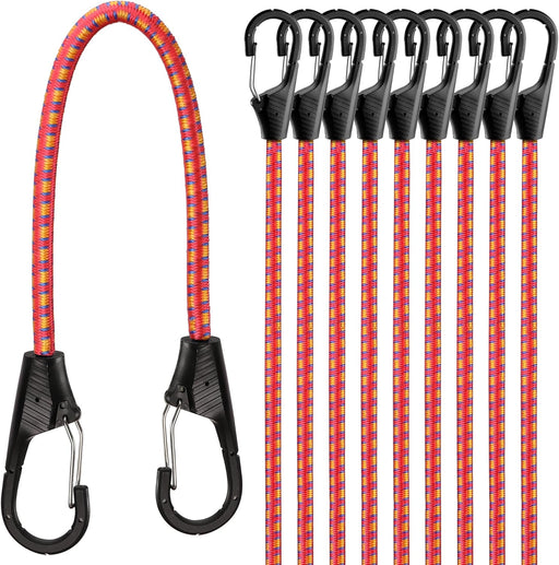 31-Piece Premium Bungee Cords Assortment Jar, Includes 10”,18”,24”,32”,40” Bungee Cords, 6“ Zip Ties, 8”Canopy/Tarp Ball Ties and Crocodile Mouth Tarp Clips