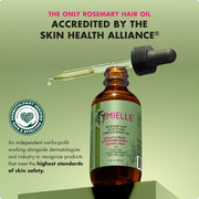 Mielle Organics Rosemary & Mint Hair Oil bottle, featuring natural ingredients for strengthening, moisturizing damaged hair and scalp.