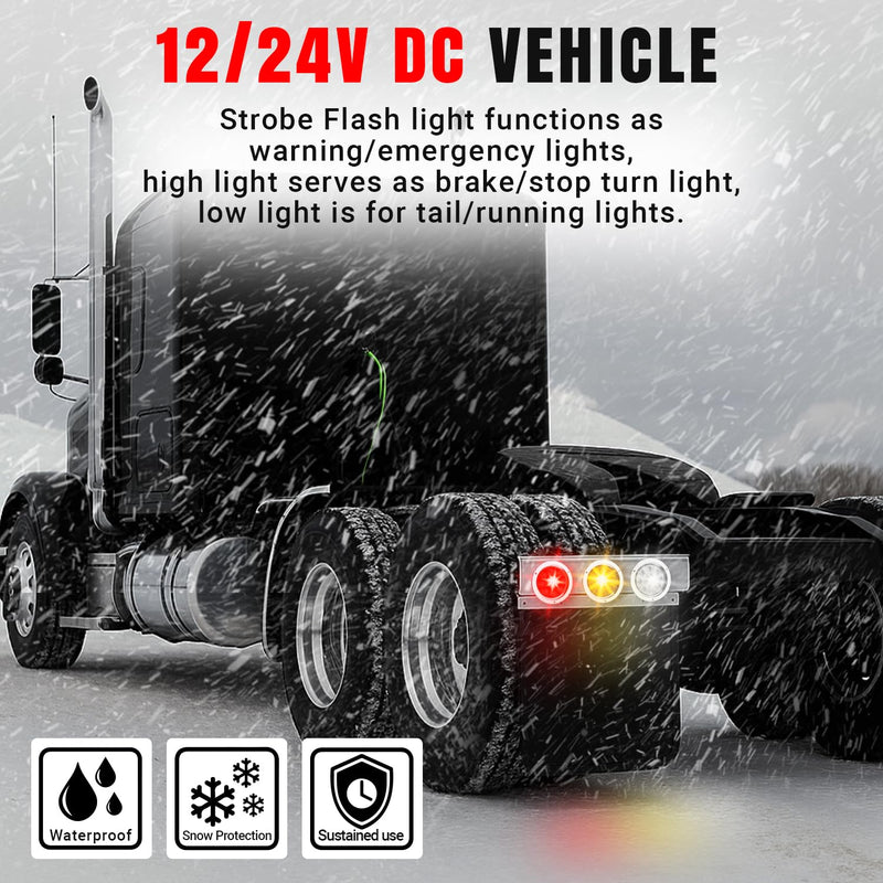 Four TMH 4-inch red LED trailer tail lights with chrome bezel, waterproof flush mount design, suitable for trucks, RVs, and tow vehicles.