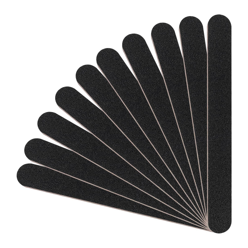 Set of 10 black HeeYaa double-sided nail files with 100/180 grit, professional emery boards for manicure and pedicure.