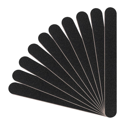 Set of 10 black HeeYaa double-sided nail files with 100/180 grit, professional emery boards for manicure and pedicure.