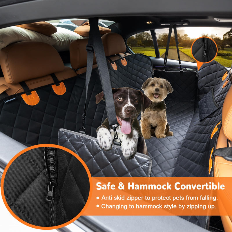 URPOWER Dog Car Seat Cover for Pets 100% Waterproof Seat Cover Hammock 600D Heavy Duty Scratch Proof Nonslip Durable Soft Back Seat Covers for Cars Trucks and SUVs