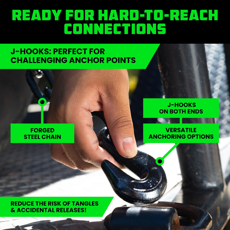 Rhino USA Car Tie Down Straps with J Hooks – 4 Pack 2" x8' – 10,000lbs Break Strength – Heavy Duty T-Handle Car Hauler Tire Lasso Wheel Straps for Trailers, UTV & Powersports – Green