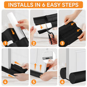 Two LADANY adjustable door draft stoppers blocking gaps at the bottom of doors to reduce drafts, noise, and heat loss.