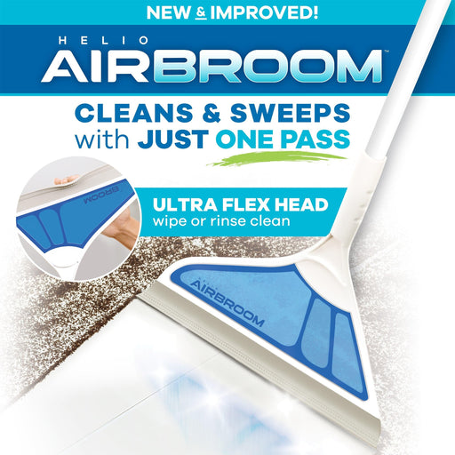 Helio AirBroom 3 Piece Kit All Surface Sweeper and Squeegee for Wet and Dry Cleaning Dust, Dirt, Liquids, Pet Hair, Tile, Hardwood Floors, Carpet, Furniture, Windows, Shower Doors As Seen on TV - Durrett Recovery