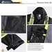 Hi-Vis Reflective Safety Rain Jacket and Pants for Men Women Waterproof Rain Gears for Farming Fishing Work HV Rain Suit with Inner Mesh Lining and Pockets (117-Black XL)