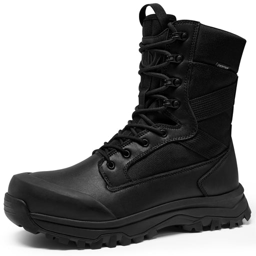 Coostar Tactical Boots for Men Lightweight Military Combat Work Boot Side Zipper Motorcycle Hiking Boots 8 Inches Black Size 12 - Durrett Recovery