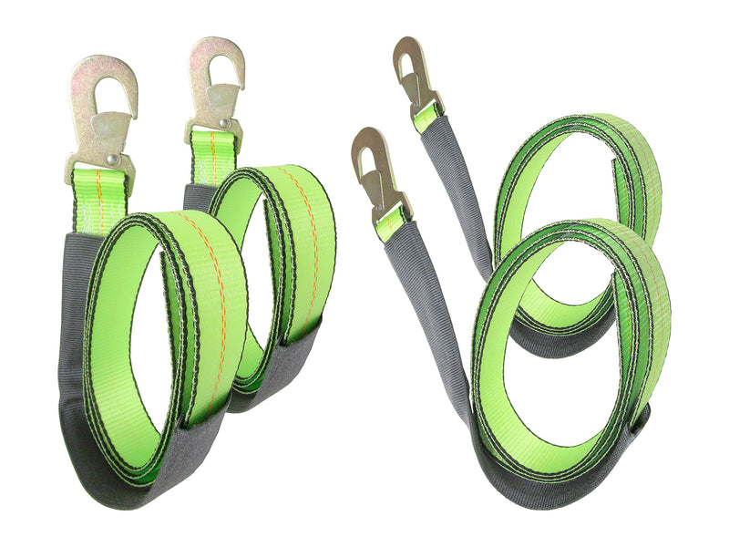 (4 Pack) High Viz Green 2" x 8 FT Wheel Lift Straps for Tow Dolly/Wheel Lift Truck Wrecker Car Hauler