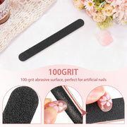 Set of 10 HeeYaa professional double-sided nail files with 100/180 grit, black emery board for manicure and pedicure.