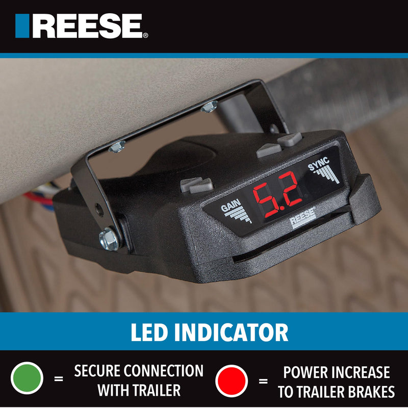REESE Towpower 8507111 Brakeman IV Time-Delay Brake Controller for Trailers with 1-4 Axles, Compatible with Ford, GM, Chevy, Dodge, RAM, Toyota, Jeep. Wiring Harness Sold Separately.