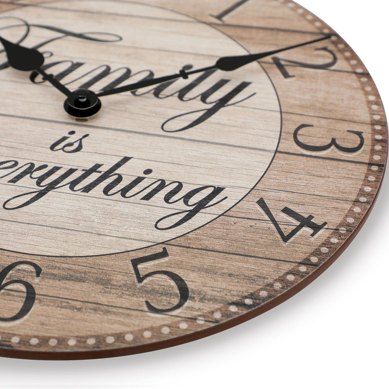 Westclox Wall Clock, 11-Inch Round Analog Clock with Inspirational Dial, Battery Powered, Quartz Movement, Farmhouse Rustic Decor for Living Room, Kitchen, Bedroom (Family is Everything, 11-Inch) - Durrett Recovery