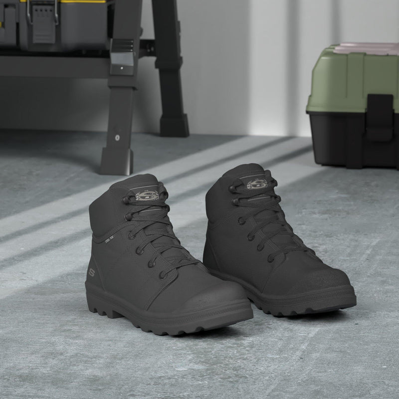 Skechers Women's Work Rotund Darragh Work Lace-Up Boot Safety Toe, Black, 8.5 - Durrett Recovery