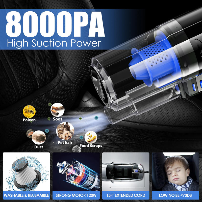 Viewsun Car Cleaning Kit, Car Interior Detailing Kit with High Power Handheld Vacuum, Detailing Brush Set, Windshield Cleaner, Cleaning Gel, Complete Auto Accessories for Men, Women