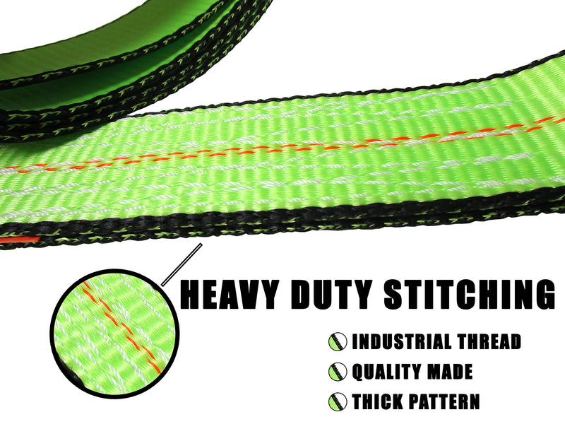 (4 Pack) High Viz Green 2" x 8 FT Wheel Lift Straps for Tow Dolly/Wheel Lift Truck Wrecker Car Hauler