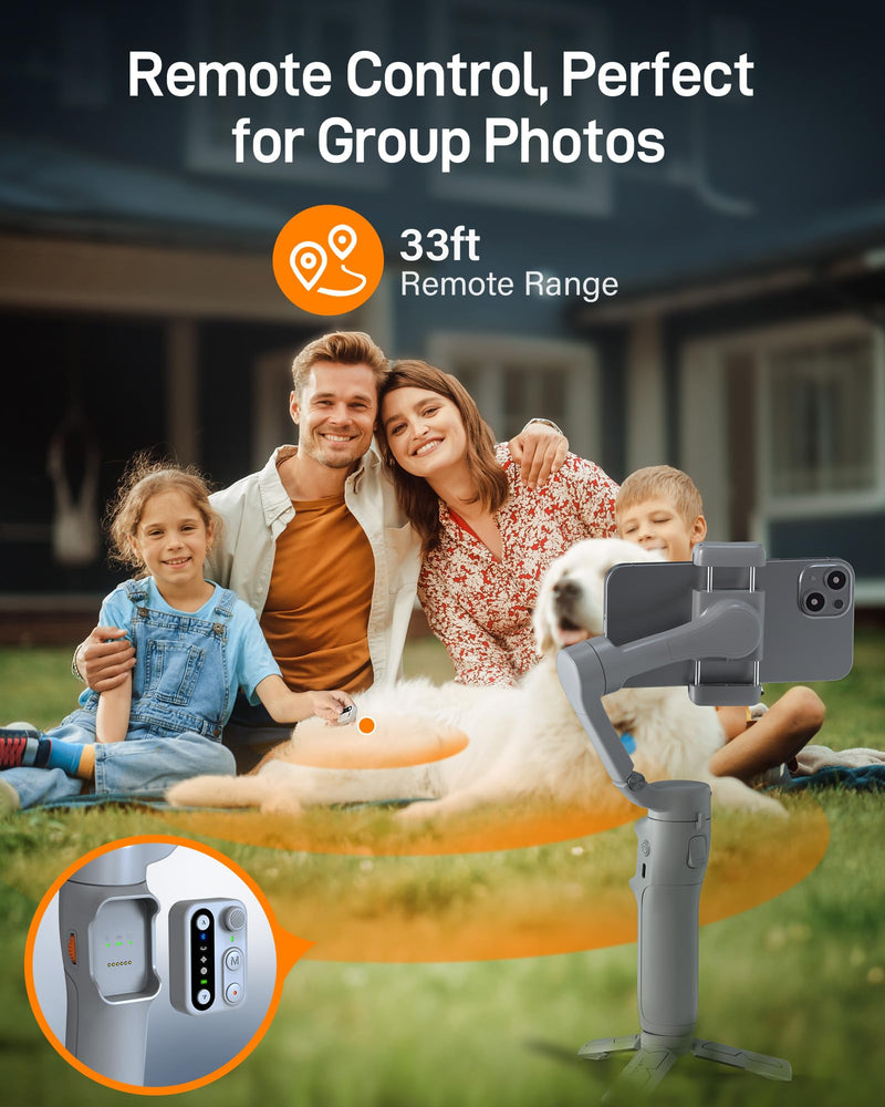hohem iSteady X3 SE gimbal stabilizer for iPhone and Android, foldable 3-axis phone stabilizer with detachable remote control for travel vlogging