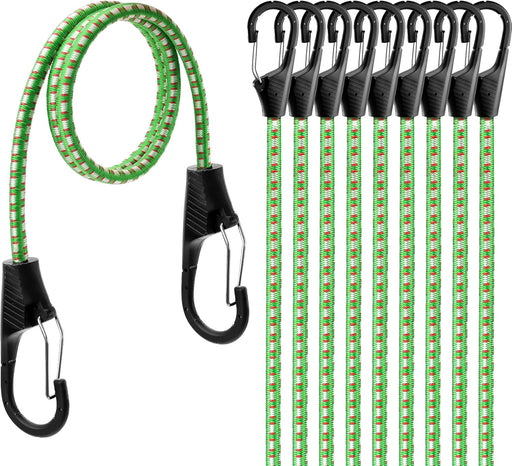 31-Piece Premium Bungee Cords Assortment Jar, Includes 10”,18”,24”,32”,40” Bungee Cords, 6“ Zip Ties, 8”Canopy/Tarp Ball Ties and Crocodile Mouth Tarp Clips