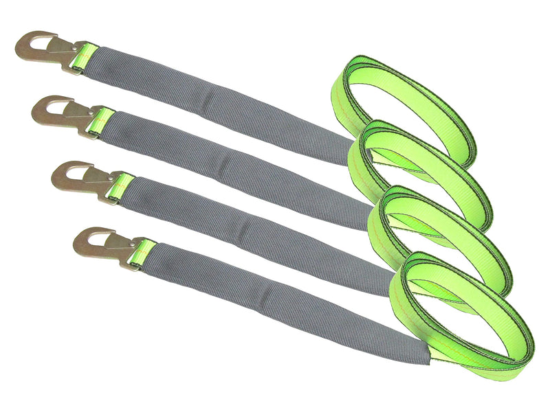 (4 Pack) High Viz Green 2" x 8 FT Wheel Lift Straps for Tow Dolly/Wheel Lift Truck Wrecker Car Hauler