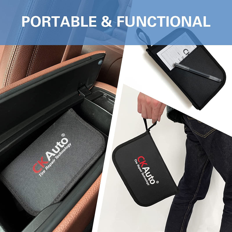 CKAuto Universal Tire Repair Kit, Heavy Duty Car Emergency Tool Kit for Flat Tire Puncture Repair, 36 Pcs Value Pack, Tire Plug Kit fit for Autos, Cars, Motorcycles, Trucks, RVs, etc.