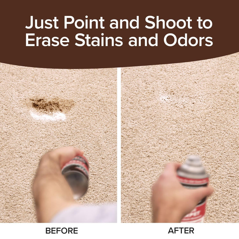Horsepower Bull Shot Cleaner carpet stain remover spray with foam action for coffee, wine, soda, and grease stains on carpet.