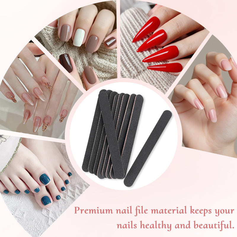 Set of 10 black HeeYaa double-sided nail files with 100/180 grit for professional manicure and pedicure nail buffing.