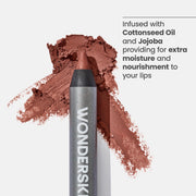 Wonderskin Saddle Lipliner Pencil in brown with sharpenable, waterproof, transfer-proof design for precise lip contouring.