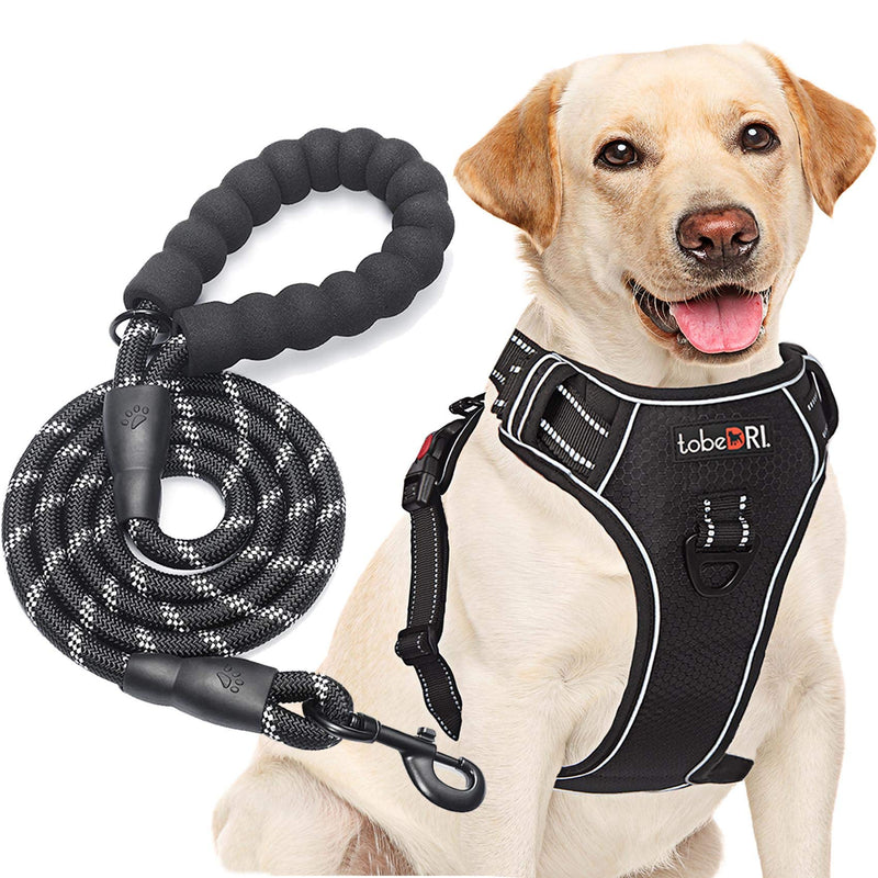 No Pull Dog Harness Adjustable Reflective Oxford Easy Control Medium Large Dog Harness with A Free Heavy Duty 5ft Dog Leash