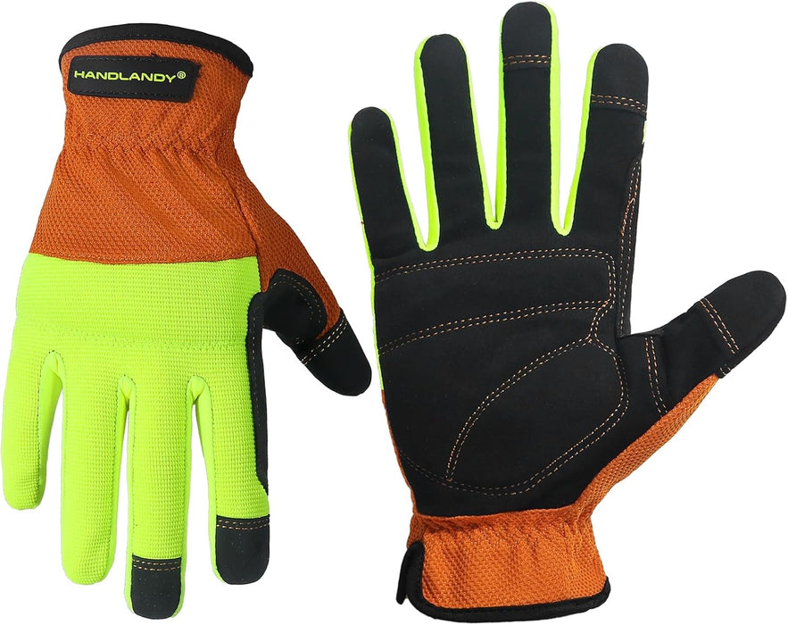 Work Gloves for Men & Women, Utility Mechanic Working Gloves Touch Screen, Flexible Yard Work Gloves