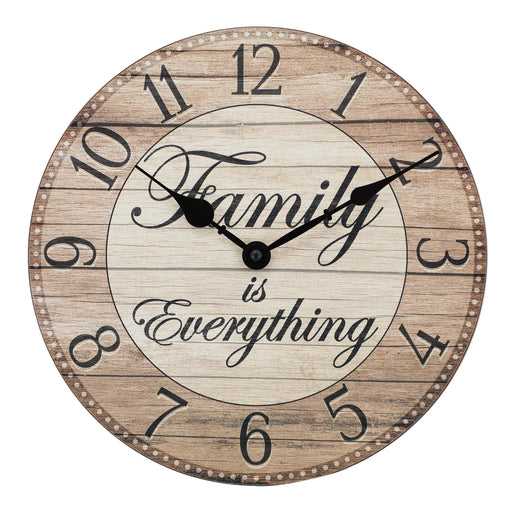Westclox Wall Clock, 11-Inch Round Analog Clock with Inspirational Dial, Battery Powered, Quartz Movement, Farmhouse Rustic Decor for Living Room, Kitchen, Bedroom (Family is Everything, 11-Inch) - Durrett Recovery