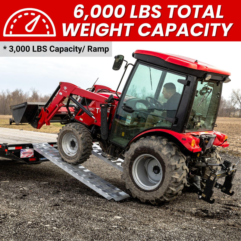 GEN-Y Hitch Heavy Duty Aluminum Loading Ramps - Set of 2, 6 Foot Long x 14 Inches Wide, 6000 lbs Capacity, Hybrid Hook and Plate Ends, Serrated Cross Rungs for Maximum Traction