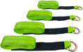 (4 Pack 2"X144" Car Tie down Straps W/Ratchet Snap Hooks & 33" over the Wheel Tire Straps - 3,333 LBS WLL Heavy Duty Tire Straps for Car Trailer - High Visibility Green Webbing