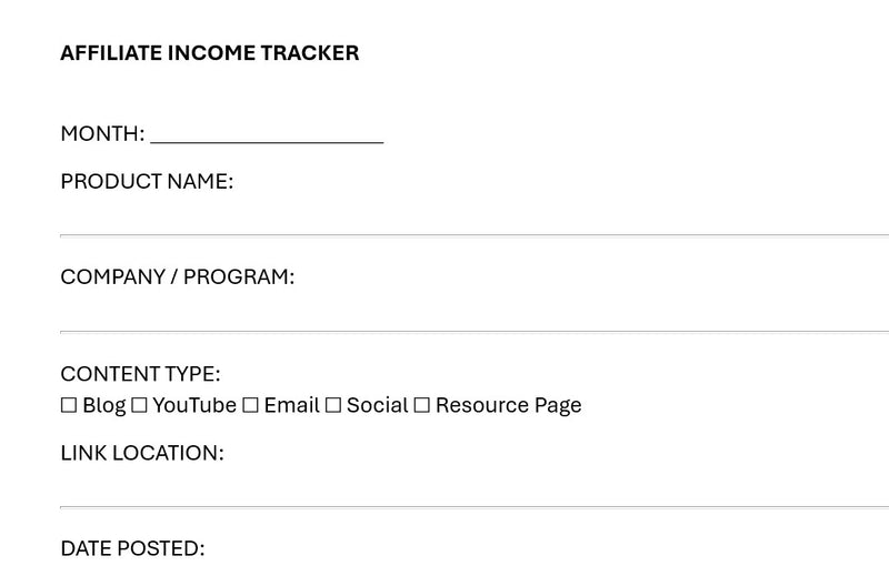 Affiliate Income Tracker (Form)