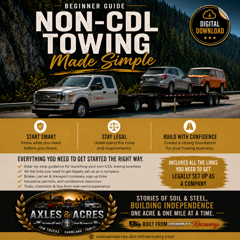 Durrett Recovery Non-CDL Towing and Auto Transport Starter Bundle guides and checklists digital download cover