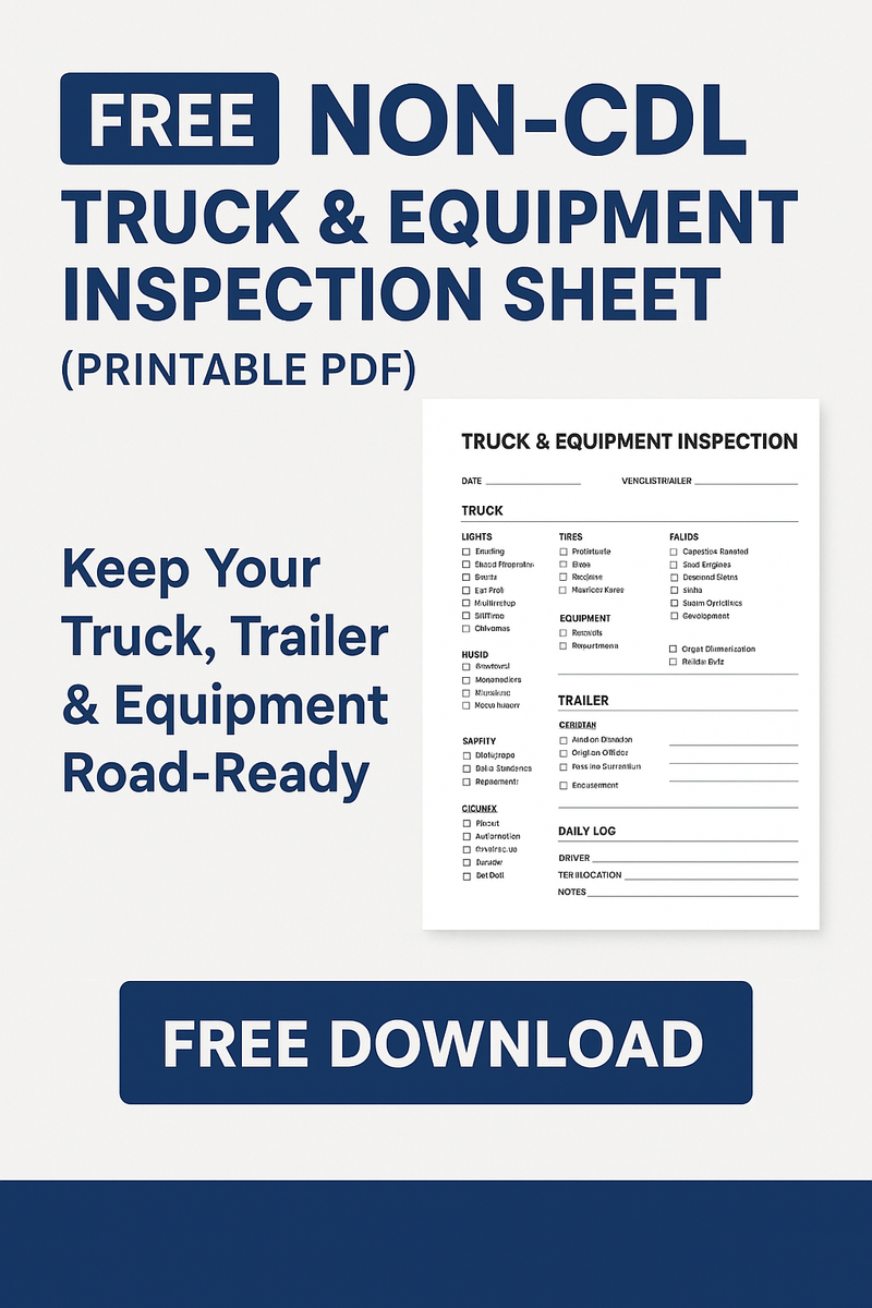 Non CDL Trip Inspection Sheet (Checklist)