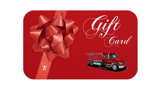 Durrett Recovery Axles & Acres gift card featuring a sleek design with branding and value details, perfect for gifting.