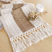 Boho Table Runner for Summer Home Decor with Tassels 72 Inches Long Farmhouse Rustic Table Runner Macrame Burlap Table Decoration for Living Room Bridal Shower(12X72 Inches)
