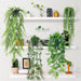 4Pcs Fake Plants Hanging Artificial Ivy Vine Faux Eucalyptus Hanging Plants, Boston Fern, String of Pearls for Living Room Bedroom Boho Wall Shelf Indoor Outdoor Decor