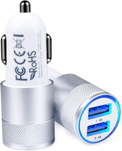 Car Charger, [2Pack/3.4A] Fast Charge Dual Port USB Cargador Carro Lighter Adapter for Iphone 15 14 13 12 11 Pro Max X XR XS 17 plus 16, Ipad, Samsung Galaxy S23 S22 S21 S25 plus S7 J7 S10E S9 Note 8