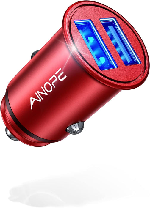 Car Charger Adapter【Smallest Metal】 4.8A Cigarette Lighter USB Car Charger Adapter Dual Port 12V USB Outlet Flush Fit for Iphone 16 Pro Max/15/14 Ipad Air Samsung Galaxy S25 S24 Ultra,Black