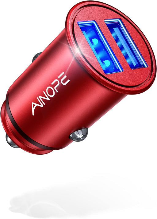 Car Charger Adapter【Smallest Metal】 4.8A Cigarette Lighter USB Car Charger Adapter Dual Port 12V USB Outlet Flush Fit for Iphone 16 Pro Max/15/14 Ipad Air Samsung Galaxy S25 S24 Ultra,Black