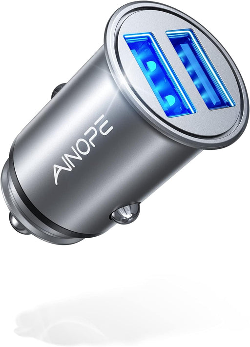 Car Charger Adapter【Smallest Metal】 4.8A Cigarette Lighter USB Car Charger Adapter Dual Port 12V USB Outlet Flush Fit for Iphone 16 Pro Max/15/14 Ipad Air Samsung Galaxy S25 S24 Ultra,Black