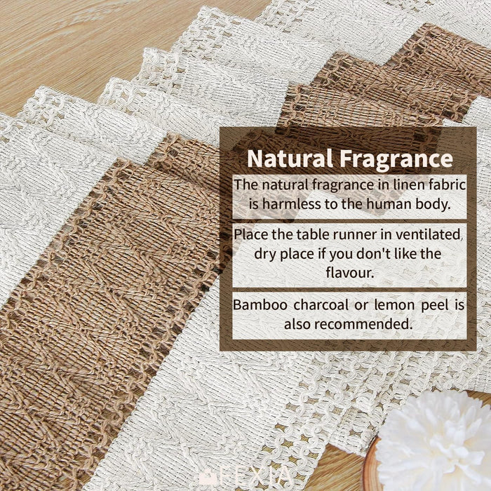Boho Table Runner for Summer Home Decor with Tassels 72 Inches Long Farmhouse Rustic Table Runner Macrame Burlap Table Decoration for Living Room Bridal Shower(12X72 Inches)