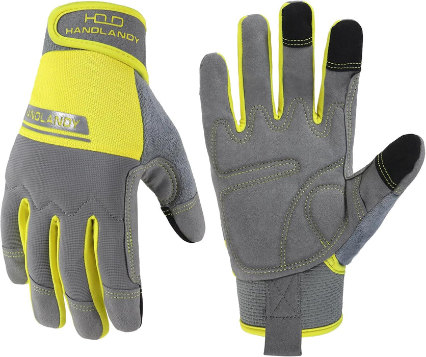 Work Gloves for Men & Women, Utility Mechanic Working Gloves Touch Screen, Flexible Yard Work Gloves