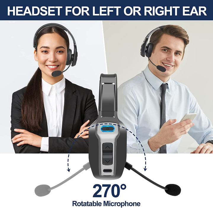 Trucker Bluetooth Headset, V5.2 Wireless Headset with Upgraded Microphone AI Noise Canceling, on Ear Bluetooth Headphone with Mute for Driver Office Call Center