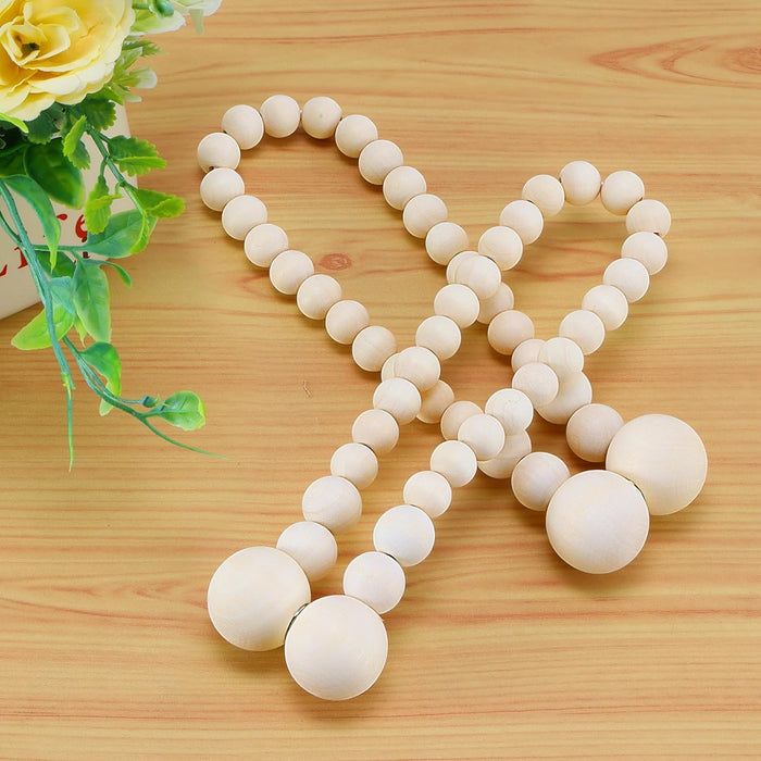 Magnetic Curtain Tiebacks, Curtain Tie Backs for Curtains 2 Pack, Wood Bead Curtain Tiebacks, Curtain Holders for Boho Bedroom Decor, Baby Nursery Decor, Farmhouse Decor