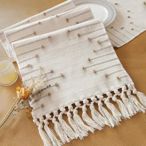 Boho Table Runner for Summer Home Decor with Tassels 72 Inches Long Farmhouse Rustic Table Runner Macrame Burlap Table Decoration for Living Room Bridal Shower(12X72 Inches)